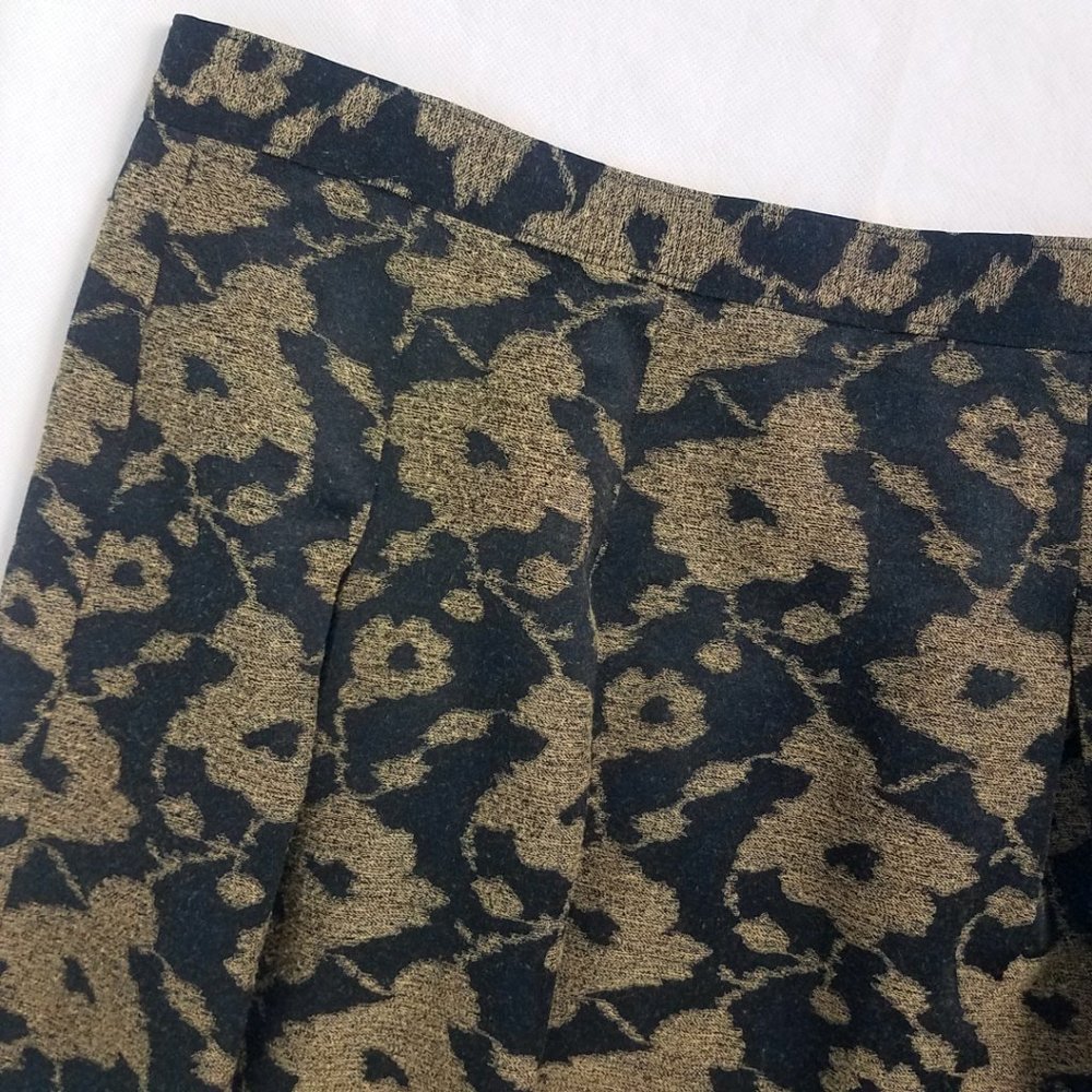 Ann Taylor LOFT Women's Lined Back Zip Black Gold Floral Skirt - Picture 2 of 7